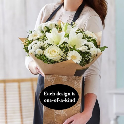 Neutral Hand-tied bouquet made with the finest flowers